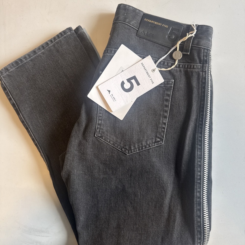 Department Five Women's SIZE 5 Denim Jean Washed Black Zipper Down Leg Straight